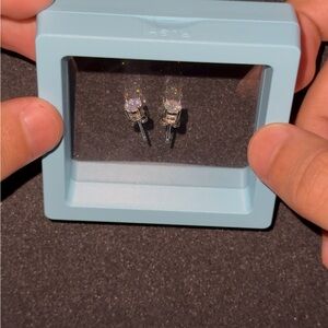 Unisex Moissanite Silver Diamond Earrings